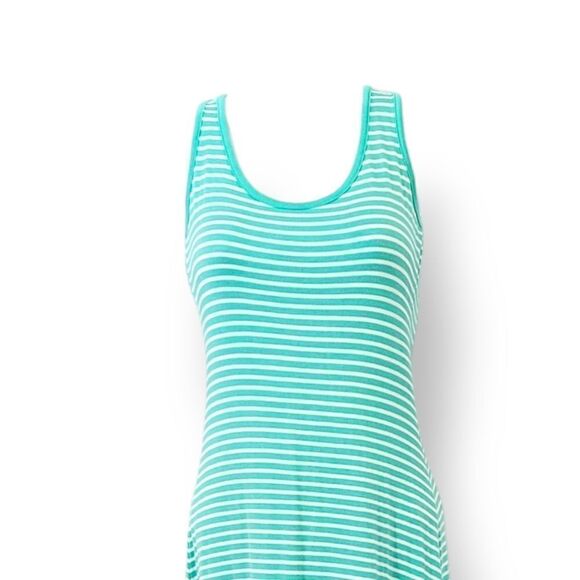 NEW Vintage 90s Y2K Mulata Racerback Tank Striped Maxi Dress in Turquoise Sz S - Picture 4 of 12